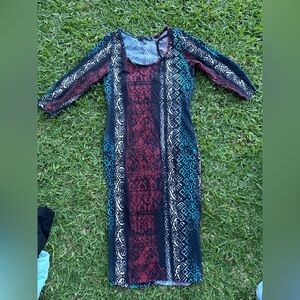 Snap Long Sleeve Boho Maxi Dress in Burgundy, Teal, and Cream